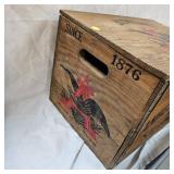 Vintage Budweiser Wooden Crate Box, with bottle Cap Checkers with original caps, Centential 1876-1976,