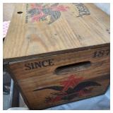 Vintage Budweiser Wooden Crate Box, with bottle Cap Checkers with original caps, Centential 1876-1976,