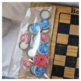 Vintage Budweiser Wooden Crate Box, with bottle Cap Checkers with original caps, Centential 1876-1976,