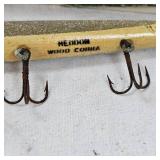 Heddon Wooden Cobra Fishing Lue with Creek Chub Box/Winchester Tin Sign