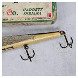 Heddon Wooden Cobra Fishing Lue with Creek Chub Box/Winchester Tin Sign