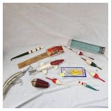Bruell Red/White Spearing Decoy and Collection of Bobbers Bruell Red/White Spearing Decoy and Collection of Bobbers