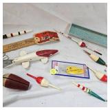 Bruell Red/White Spearing Decoy and Collection of Bobbers Bruell Red/White Spearing Decoy and Collection of Bobbers