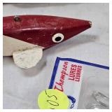 Bruell Red/White Spearing Decoy and Collection of Bobbers Bruell Red/White Spearing Decoy and Collection of Bobbers