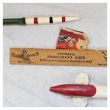 Bruell Red/White Spearing Decoy and Collection of Bobbers Bruell Red/White Spearing Decoy and Collection of Bobbers