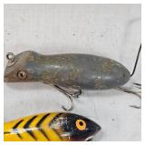 Kautzky Lazy Ike Wooden Mouse Fishing Lure and Vintage Bomber 520 Lure Kautzky Lazy Ike Wooden Mouse Fishing Lure and Vintage Bomber 520 Lure