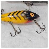 Kautzky Lazy Ike Wooden Mouse Fishing Lure and Vintage Bomber 520 Lure Kautzky Lazy Ike Wooden Mouse Fishing Lure and Vintage Bomber 520 Lure
