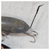 Kautzky Lazy Ike Wooden Mouse Fishing Lure and Vintage Bomber 520 Lure Kautzky Lazy Ike Wooden Mouse Fishing Lure and Vintage Bomber 520 Lure