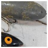 Kautzky Lazy Ike Wooden Mouse Fishing Lure and Vintage Bomber 520 Lure Kautzky Lazy Ike Wooden Mouse Fishing Lure and Vintage Bomber 520 Lure