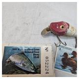 Heddon Midget Red Head and Waterfowl  and Fishing Stamp Heddon Midget Red Head and Waterfowl  and Fishing Stamp