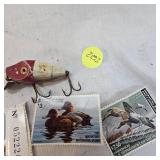Heddon Midget Red Head and Waterfowl  and Fishing Stamp Heddon Midget Red Head and Waterfowl  and Fishing Stamp