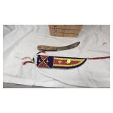 Native American Beaded Knife Sheath, Leather and beautiful Bead Work in Excellent Condition Native American Beaded Knife Sheath, Leather and beautiful Bead Work in Excellent Condition