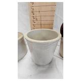 2 Small Crocks and Two Tone Crock Pitcher, No Marks 2 Small Crocks and Two Tone Crock Pitcher, No Marks