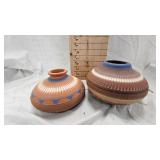 Navajo Terra Cotta Pots with Design, Excellent Condition Navajo Terra Cotta Pots with Design, Excellent Condition