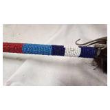 Native American Lance/Dance Stick, Plains Indian Style,with feathers and fantastic Bead Work Native American Lance/Dance Stick, Plains Indian Style,with feathers and fantastic Bead Work