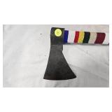 Native American Tomahawk with Real Fur, Beading Detail and Fringes, Beautiful Piece- Native American Tomahawk with Real Fur, Beading Detail and Fringes, Beautiful Piece-