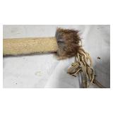 Native American Tomahawk with Real Fur, Beading Detail and Fringes, Beautiful Piece- Native American Tomahawk with Real Fur, Beading Detail and Fringes, Beautiful Piece-