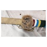 Native American Tomahawk with Real Fur, Beading Detail and Fringes, Beautiful Piece- Native American Tomahawk with Real Fur, Beading Detail and Fringes, Beautiful Piece-