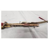 Native American Style Bow & Quiver, Feathers, Leather, Bead, Very Unique Piece Native American Style Bow & Quiver, Feathers, Leather, Bead, Very Unique Piece