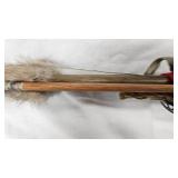 Native American Style Bow & Quiver, Feathers, Leather, Bead, Very Unique Piece Native American Style Bow & Quiver, Feathers, Leather, Bead, Very Unique Piece