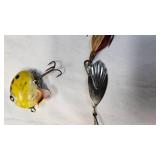 South Bend Yellow black Dots FinDIngo and G.M Skinner Lure