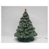 Working Vintage Ceramic Lighted Christmas Tree w/Set of Glasses