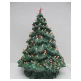 Working Vintage Ceramic Lighted Christmas Tree w/Set of Glasses