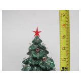 Working Vintage Ceramic Lighted Christmas Tree w/Set of Glasses