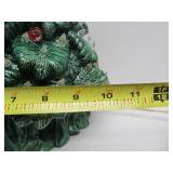 Working Vintage Ceramic Lighted Christmas Tree w/Set of Glasses