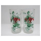 Working Vintage Ceramic Lighted Christmas Tree w/Set of Glasses