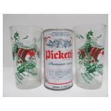 Working Vintage Ceramic Lighted Christmas Tree w/Set of Glasses