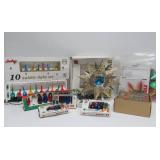 Large Group of Vintage Christmas Lights & Ornaments w/Treetop Star