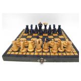Nice Design Vintage Wooden Portable Chess Set w/Chess Clock