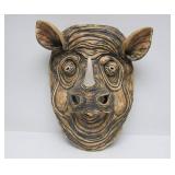 Awesome Large Heavy Clay/Pottery RHINO Wall Sculpture