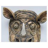 Awesome Large Heavy Clay/Pottery RHINO Wall Sculpture