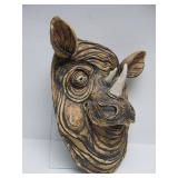 Awesome Large Heavy Clay/Pottery RHINO Wall Sculpture