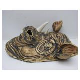 Awesome Large Heavy Clay/Pottery RHINO Wall Sculpture