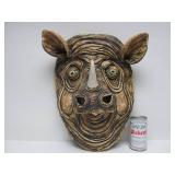 Awesome Large Heavy Clay/Pottery RHINO Wall Sculpture