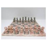 Nice Vintage Carved Onyx Chess Set - 14" Board