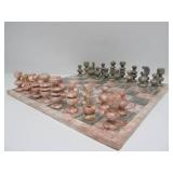 Nice Vintage Carved Onyx Chess Set - 14" Board