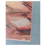 Pair of Framed Signed Vintage Mid Century Original Watercolor Paintings