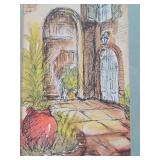 Pair of Framed Signed Vintage Mid Century Original Watercolor Paintings