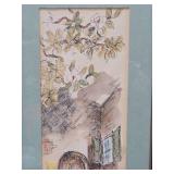 Pair of Framed Signed Vintage Mid Century Original Watercolor Paintings