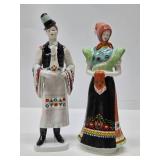 Excellent Large Hungarian Porcelain Figures - Hollohaza