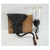 2 Antique Cast Iron Hand Crank Grinders - Coffee etc