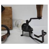 2 Antique Cast Iron Hand Crank Grinders - Coffee etc