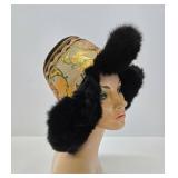 Vintage Oriental Tibetan Ladies Hat w/Fur Trim