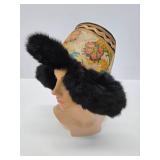 Vintage Oriental Tibetan Ladies Hat w/Fur Trim