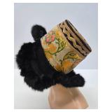 Vintage Oriental Tibetan Ladies Hat w/Fur Trim