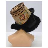 Vintage Oriental Tibetan Ladies Hat w/Fur Trim